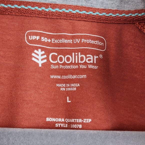 Coolibar  sz L Sonora performance pullover  1/4 zip brown sun protection - Picture 4 of 10